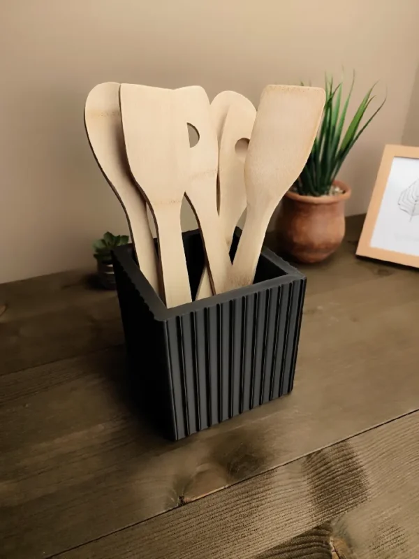 Soporte para utensilios de cocina rayado - Imagen 2